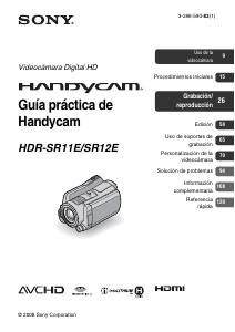 Manual de uso Sony HDR-SR11E Videocámara