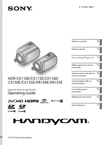 Manual Sony HDR-XR150E Camcorder