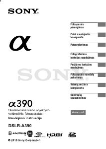 Vadovas Sony Alpha DSLR-A390Y Skaitmeninis fotoaparatas