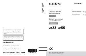 Bedienungsanleitung Sony Alpha SLT-A33L Digitalkamera