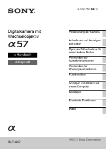 Bedienungsanleitung Sony Alpha SLT-A57M Digitalkamera