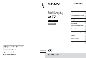 Manuál Sony Alpha SLT-A77K Digitální fotoaparát