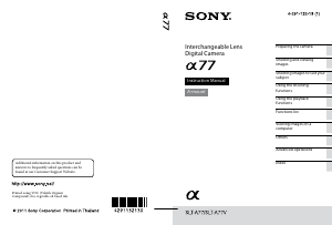 Handleiding Sony Alpha SLT-A77VK Digitale camera