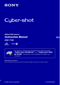 Manual Sony Cyber-shot DSC-T100 Digital Camera