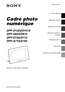 Mode d’emploi Sony DPF-A710 Cadre photo numérique