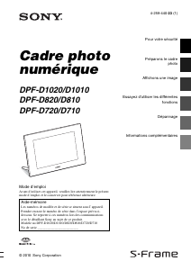 Mode d’emploi Sony DPF-D820 Cadre photo numérique