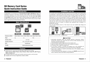Manual Transcend SDHC Class 6 SD Card