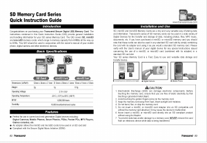 Manual Transcend SDHC Class 10 UHS-I 400x SD Card