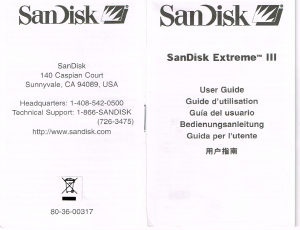 Mode d’emploi SanDisk Extreme III Carte SD