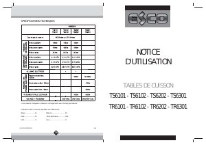 Mode d’emploi Esco TS6301BCA Table de cuisson