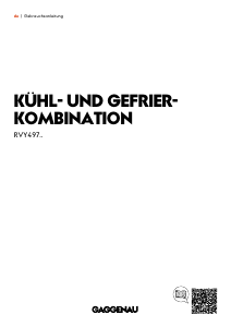 Bedienungsanleitung Gaggenau RVY497190 Kühl-gefrierkombination