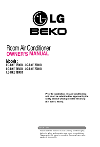 Manual LG-BEKO LG-BKE 7500 D Air Conditioner