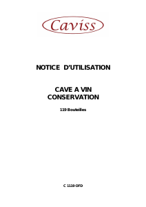 Mode d’emploi Caviss C1119OFD Cave à vin