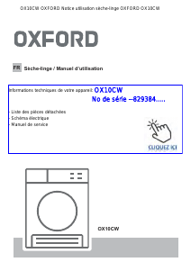 Mode d’emploi Oxford OX10CW Sèche-linge