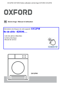 Mode d’emploi Oxford OX12PW Sèche-linge