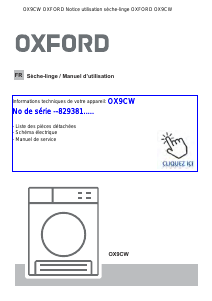 Mode d’emploi Oxford OX9CW Sèche-linge