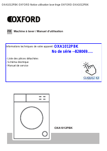 Mode d’emploi Oxford OXA1012PBK Lave-linge