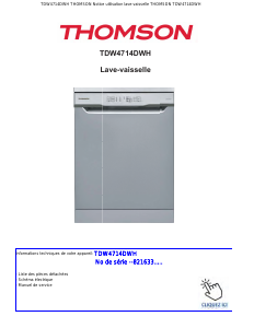 Mode d’emploi Thomson TDW4714DWH Lave-vaisselle
