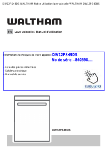 Mode d’emploi Waltham DW12PS49DS Lave-vaisselle