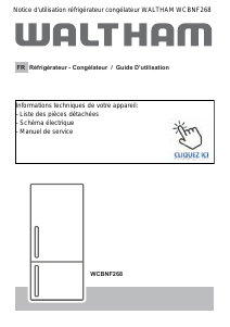 Mode d’emploi Waltham WCBNF268 Réfrigérateur combiné