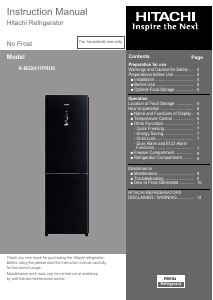 Manual Hitachi R-BGX411PRU0 Fridge-Freezer