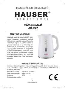 Használati útmutató Hauser JK-817 Vízforraló
