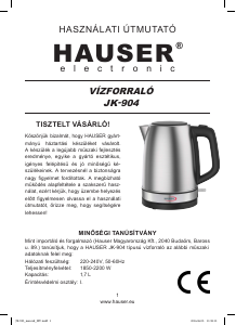 Használati útmutató Hauser JK-904 Vízforraló