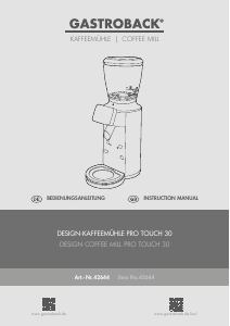 Manual Gastroback 42644 Pro Touch 30 Coffee Grinder