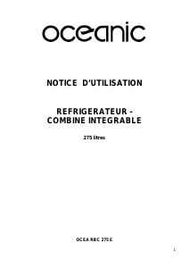 Mode d’emploi Oceanic OCEARBC275E Réfrigérateur combiné