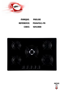 Mode d’emploi Proline PGH4FGL1-FR Table de cuisson