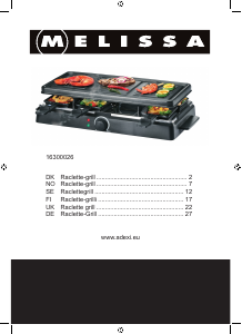 Manual Melissa 16300026 Raclette Grill