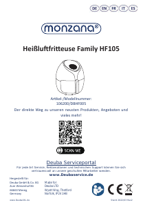 Bruksanvisning Monzana HF105 Fritös