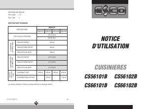 Mode d’emploi Esco CS56101BS Cuisinière