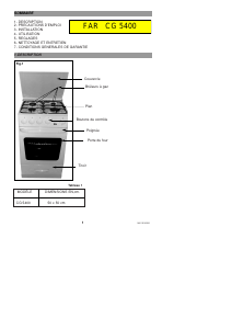 Mode d’emploi FAR CG5400 Cuisinière