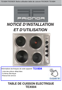Mode d’emploi Frionor TEX604 Table de cuisson