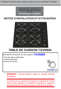 Mode d’emploi Frionor TGVN604 Table de cuisson