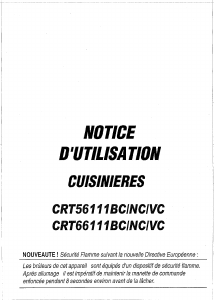 Mode d’emploi Esco CRT56111BC Cuisinière
