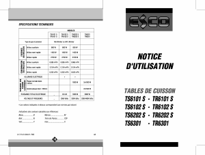 Mode d’emploi Esco TS6202TDFS Table de cuisson