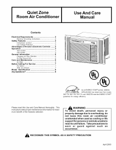 Manual Amana 5M11TA Air Conditioner
