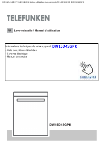 Mode d’emploi Telefunken DW15D45GPK Lave-vaisselle