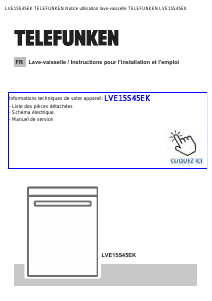 Mode d’emploi Telefunken LVE15S45EK Lave-vaisselle