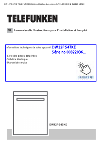 Mode d’emploi Telefunken DW12PS47KE Lave-vaisselle