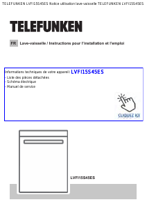 Mode d’emploi Telefunken LVFI15S45ES Lave-vaisselle