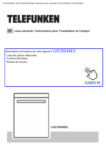 Mode d’emploi Telefunken LVE15S45ES Lave-vaisselle