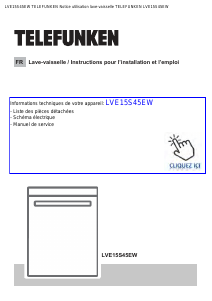 Mode d’emploi Telefunken LVE15S45EW Lave-vaisselle