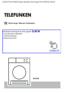 Mode d’emploi Telefunken SL8CW Sèche-linge