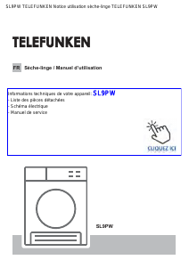 Mode d’emploi Telefunken SL9PW Sèche-linge