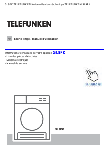 Mode d’emploi Telefunken SL9PK Sèche-linge