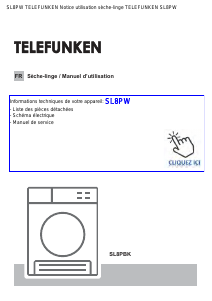 Mode d’emploi Telefunken SL8PBK Sèche-linge