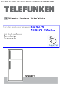 Mode d’emploi Telefunken R2D213EPW Réfrigérateur combiné